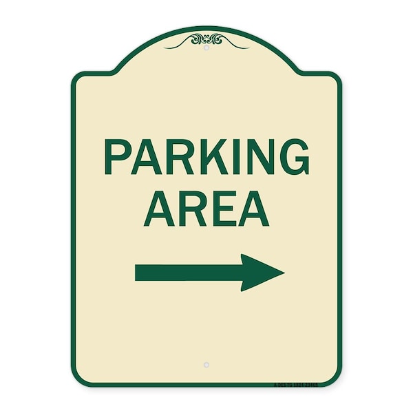Signmission Parking Area with Right Arrow Heavy-Gauge Aluminum Architectural Sign, 24" x 18", TG-1824-23465 A-DES-TG-1824-23465 - main